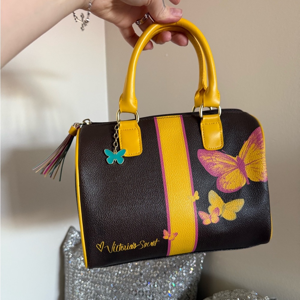 Victoria's Secret dark brown and Yellow Satchel